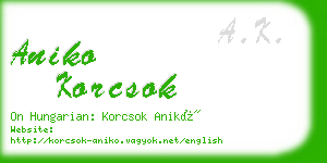 aniko korcsok business card